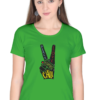 Women's Round Neck Half Sleeve T-shirt 'Peace Love Happiness'