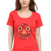 Women's Round Neck Half Sleeve T-shirt 'Smiley Mask'