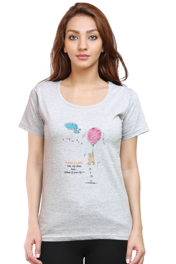 Women's Round Neck Half Sleeve T-shirt 'What If I Fall'