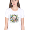 Women's Round Neck Half Sleeve T-shirt 'Colorful Headphone'