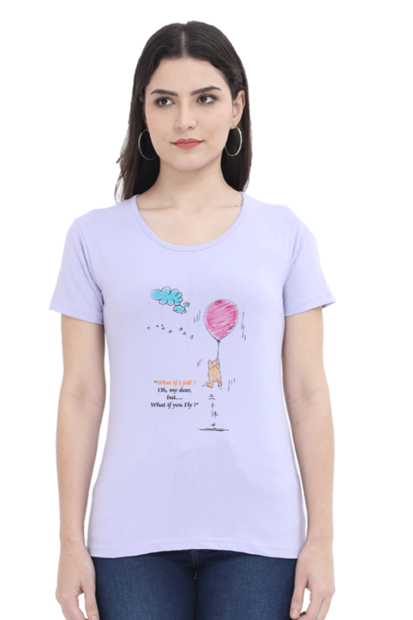 Women's Round Neck Half Sleeve T-shirt 'What If I Fall'