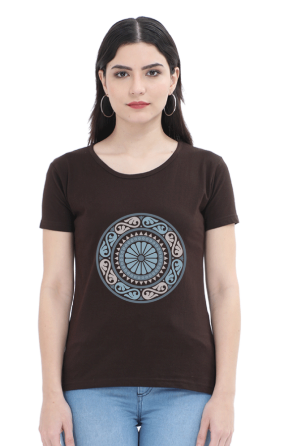 Women's Round Neck Half Sleeve T-shirt 'Round Symbol'