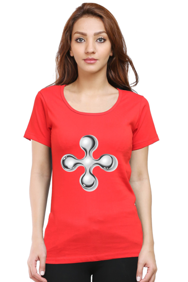 Women's Round Neck Half Sleeve T-shirt 'Steel Shape'