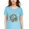 Women's Round Neck Half Sleeve T-shirt 'Colorful Headphone'