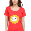 Women's Round Neck Half Sleeve T-shirt 'Cutie Cat Flower'