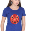 Women's Round Neck Half Sleeve T-shirt 'Smiley Mask'