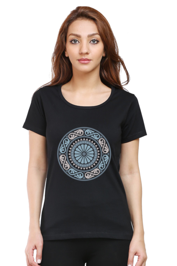 Women's Round Neck Half Sleeve T-shirt 'Round Symbol'