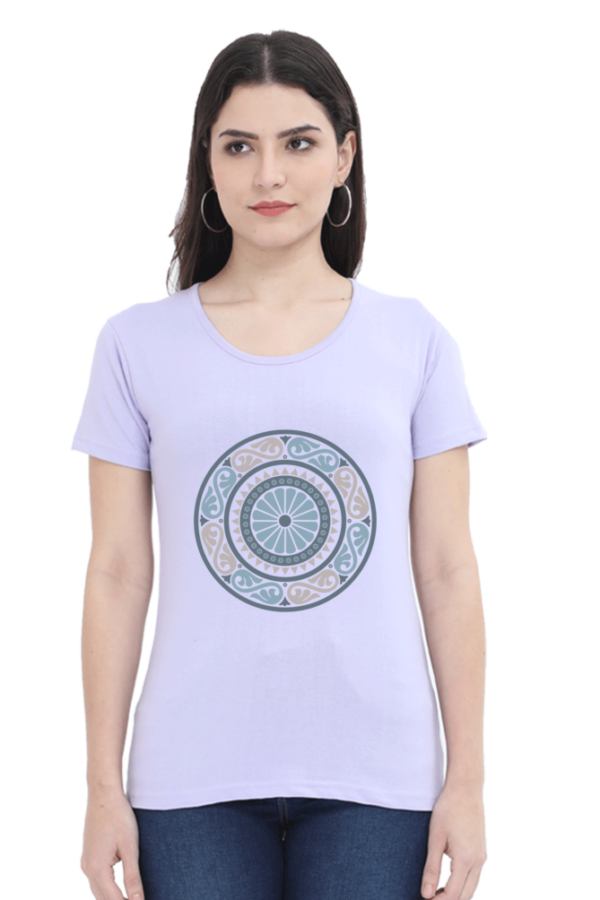 Women's Round Neck Half Sleeve T-shirt 'Round Symbol'