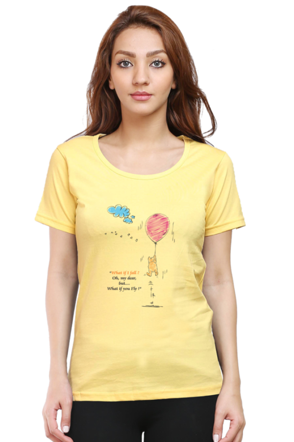 Women's Round Neck Half Sleeve T-shirt 'What If I Fall'