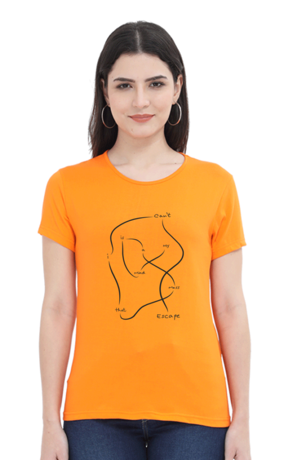 Women's Round Neck Half Sleeve T-shirt 'My Mind is a Mess...'