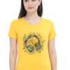 Women's Round Neck Half Sleeve T-shirt 'Colorful Headphone'