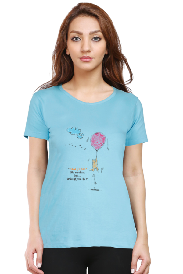 Women's Round Neck Half Sleeve T-shirt 'What If I Fall'