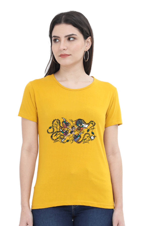 Women's Round Neck Half Sleeve T-shirt 'Dragon'