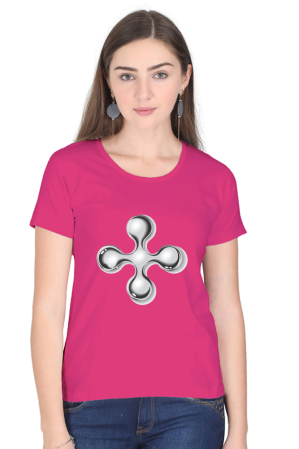 Women's Round Neck Half Sleeve T-shirt 'Steel Shape'