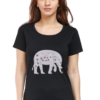 Women's Round Neck Half Sleeve T-shirt 'Elephant with Design'