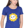 Women's Round Neck Half Sleeve T-shirt 'Cutie Cat Flower'