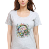 Women's Round Neck Half Sleeve T-shirt 'Colorful Headphone'