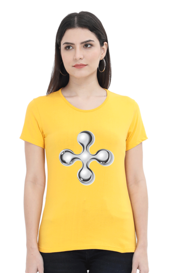 Women's Round Neck Half Sleeve T-shirt 'Steel Shape'