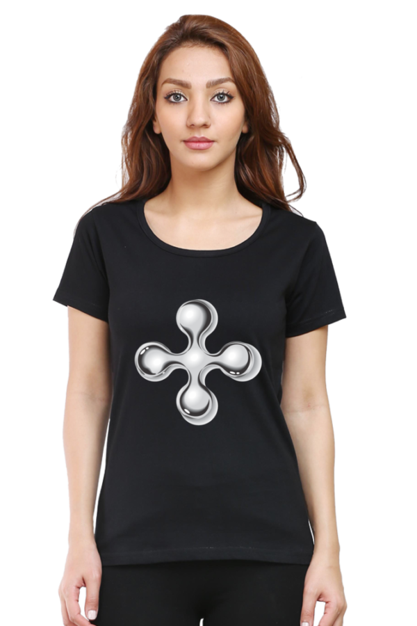 Women's Round Neck Half Sleeve T-shirt 'Steel Shape'