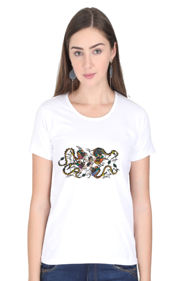 Women's Round Neck Half Sleeve T-shirt 'Dragon'