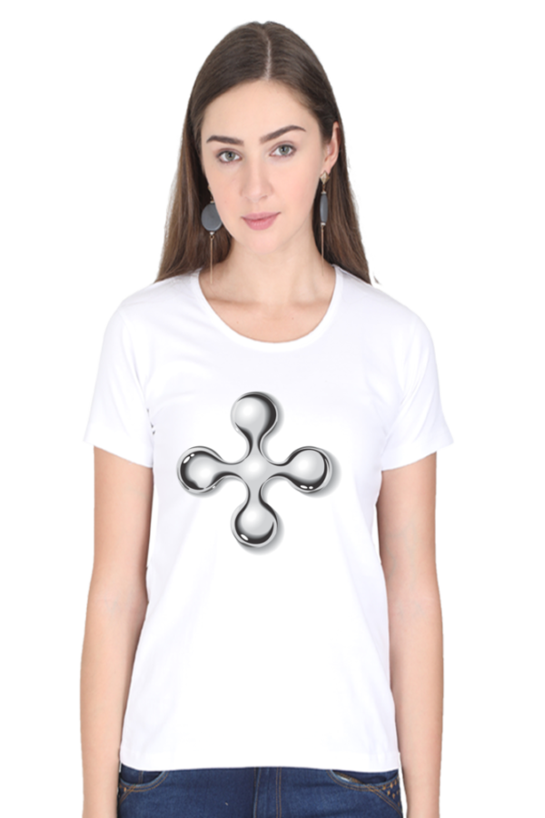 Women's Round Neck Half Sleeve T-shirt 'Steel Shape'