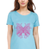 Women's Round Neck Half Sleeve T-shirt 'Floral Butterfly'