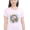 Women's Round Neck Half Sleeve T-shirt 'Colorful Headphone'