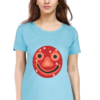 Women's Round Neck Half Sleeve T-shirt 'Smiley Mask'