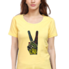 Women's Round Neck Half Sleeve T-shirt 'Peace Love Happiness'