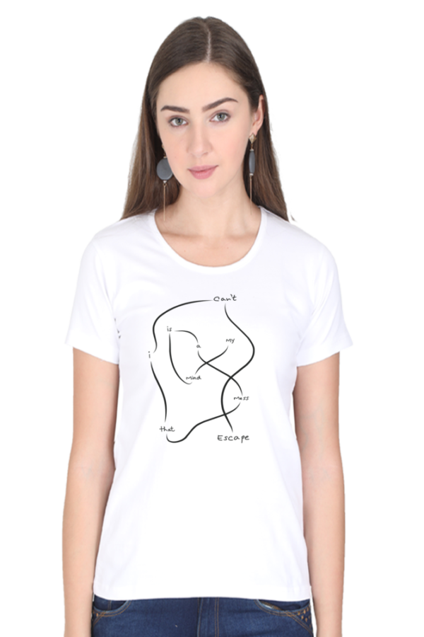 Women's Round Neck Half Sleeve T-shirt 'My Mind is a Mess...'
