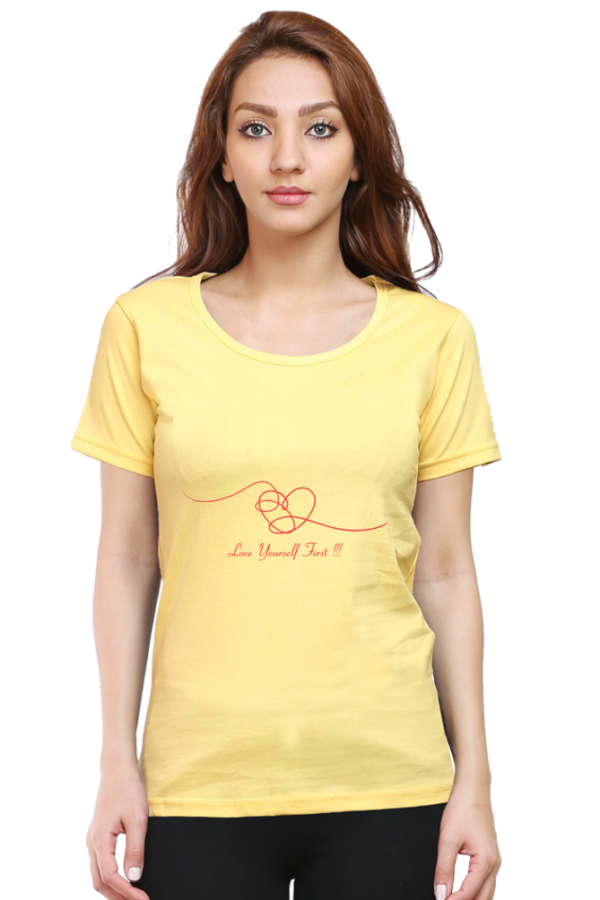 Women's Round Neck Half Sleeve T-shirt 'Love Yourself First'