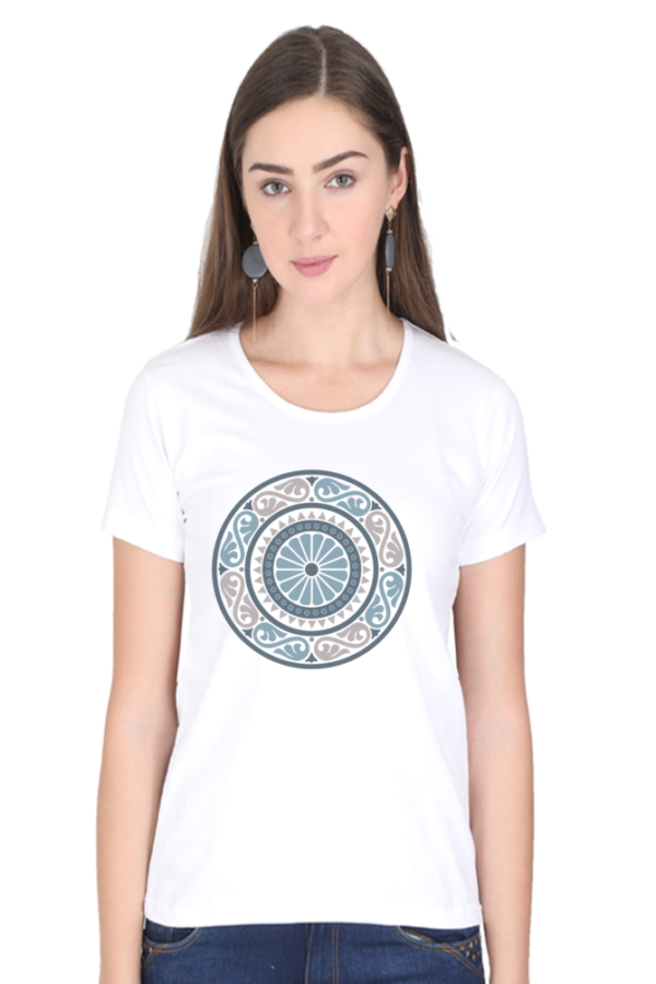 Women's Round Neck Half Sleeve T-shirt 'Round Symbol'