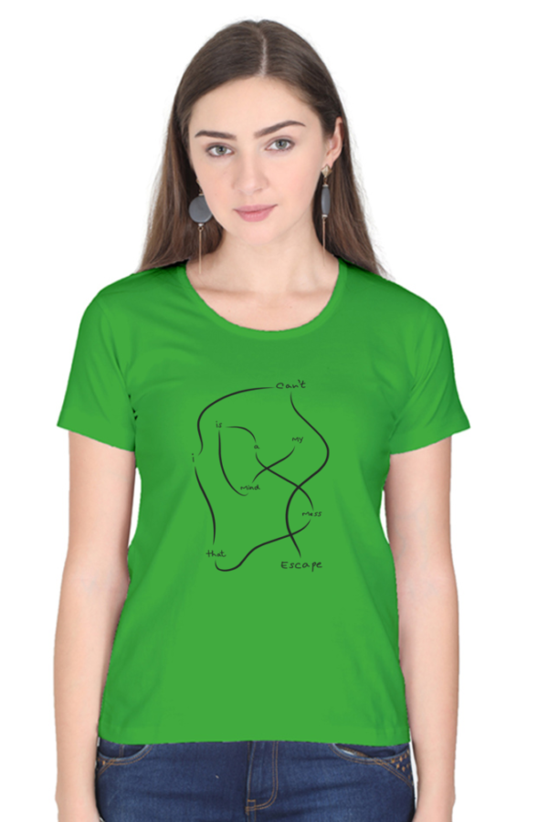 Women's Round Neck Half Sleeve T-shirt 'My Mind is a Mess...'