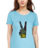 Women's Round Neck Half Sleeve T-shirt 'Peace Love Happiness'