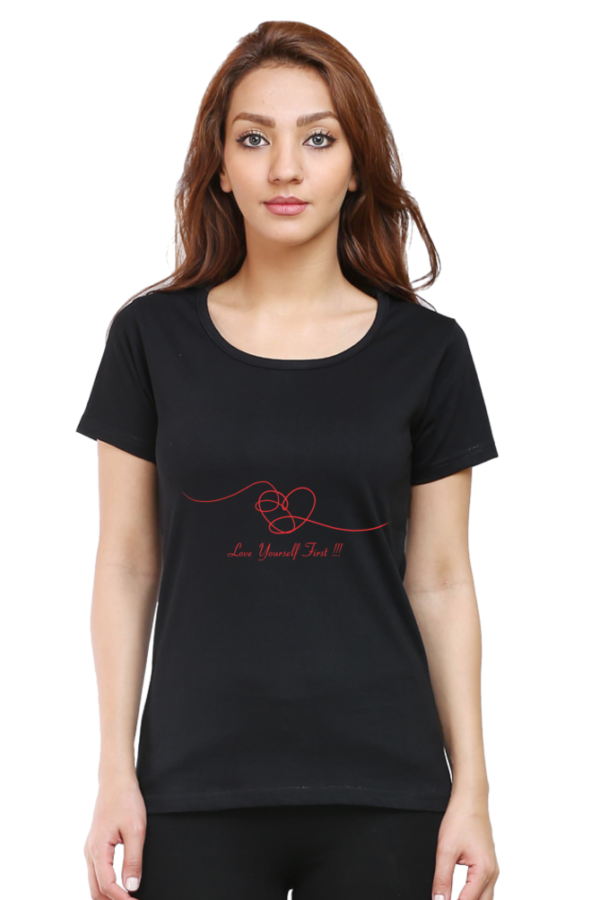Women's Round Neck Half Sleeve T-shirt 'Love Yourself First'