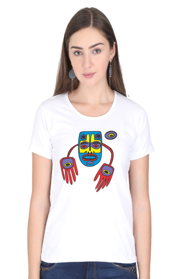 Women's Round Neck Half Sleeve T-shirt 'Design with Colors'