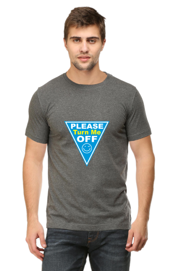 Charcoal Melange Men Printed T-shirt - 'Please'