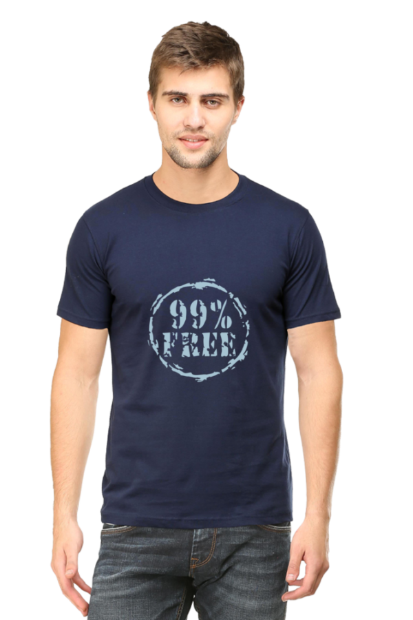 Navy Blue Men Printed T-shirt - '99% Free'