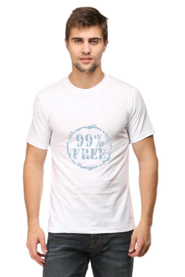 White Men Printed T-shirt - '99% Free'